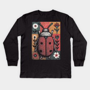 Folk Art Ladybug | The Lucky Garden Beetle Kids Long Sleeve T-Shirt
