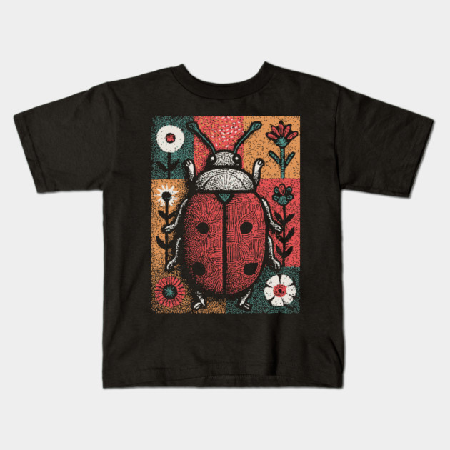Folk Art Ladybug | The Lucky Garden Beetle Kids T-Shirt by TuncGK