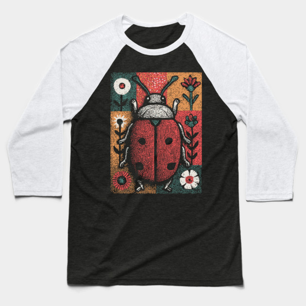 Folk Art Ladybug | The Lucky Garden Beetle Baseball T-Shirt by TuncGK