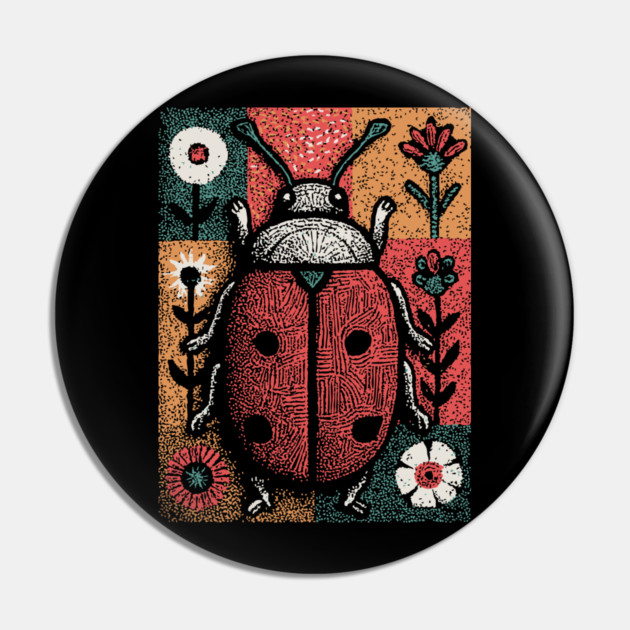 Folk Art Ladybug | The Lucky Garden Beetle Pin by TuncGK