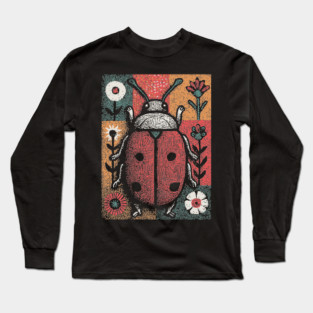 Folk Art Ladybug | The Lucky Garden Beetle Long Sleeve T-Shirt