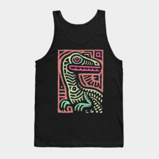Whimsical Oviraptor | Pastel Dinosaur Folk Art Tank Top