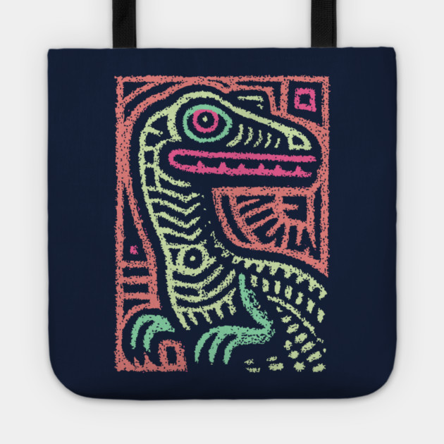 Whimsical Oviraptor | Pastel Dinosaur Folk Art Tote by TuncGK