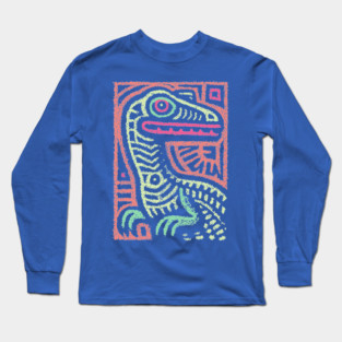 Whimsical Oviraptor | Pastel Dinosaur Folk Art Long Sleeve T-Shirt