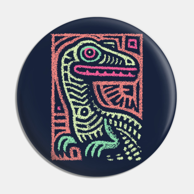 Whimsical Oviraptor | Pastel Dinosaur Folk Art Pin by TuncGK