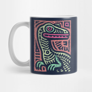 Whimsical Oviraptor | Pastel Dinosaur Folk Art Mug
