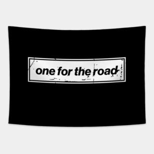 One For The Road - White Oasis Distressed Logo Typography Tapestry