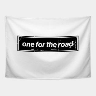 One For The Road - Black Oasis Distressed Logo Typography Tapestry