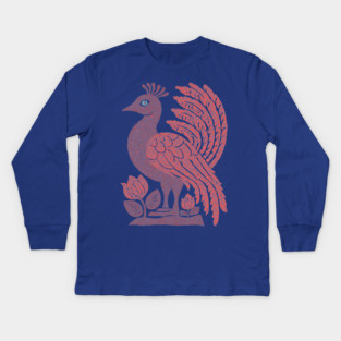 Regal Peacock | Hera's Sacred Bird Kids Long Sleeve T-Shirt