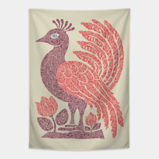 Regal Peacock | Hera's Sacred Bird Tapestry