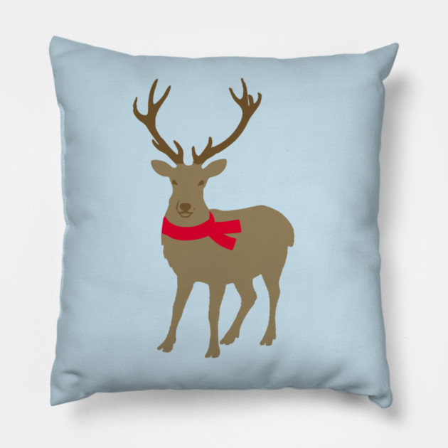 Cozy Winter Reindeer — Minimalist Christmas Deer Pillow by DonWillisJrArt