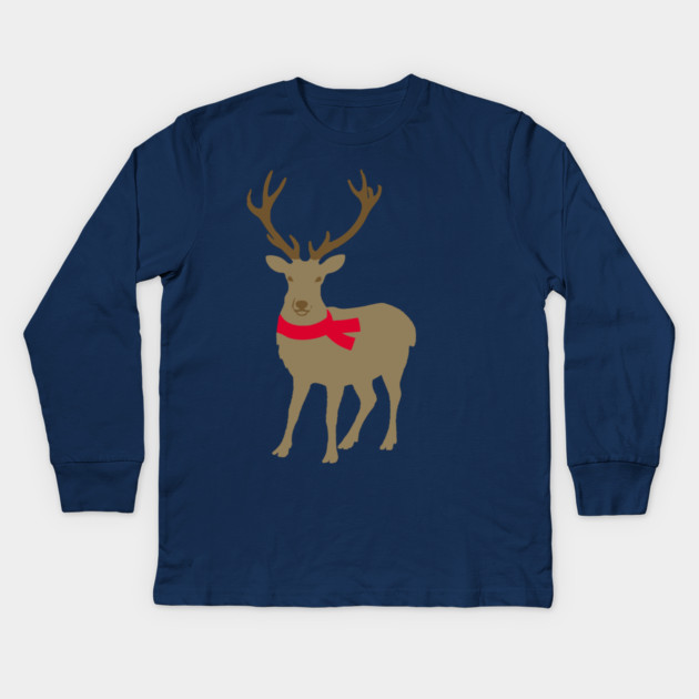 Cozy Winter Reindeer — Minimalist Christmas Deer Kids Long Sleeve T-Shirt by DonWillisJrArt