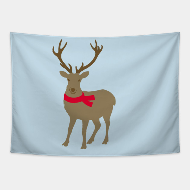 Cozy Winter Reindeer — Minimalist Christmas Deer Tapestry by DonWillisJrArt