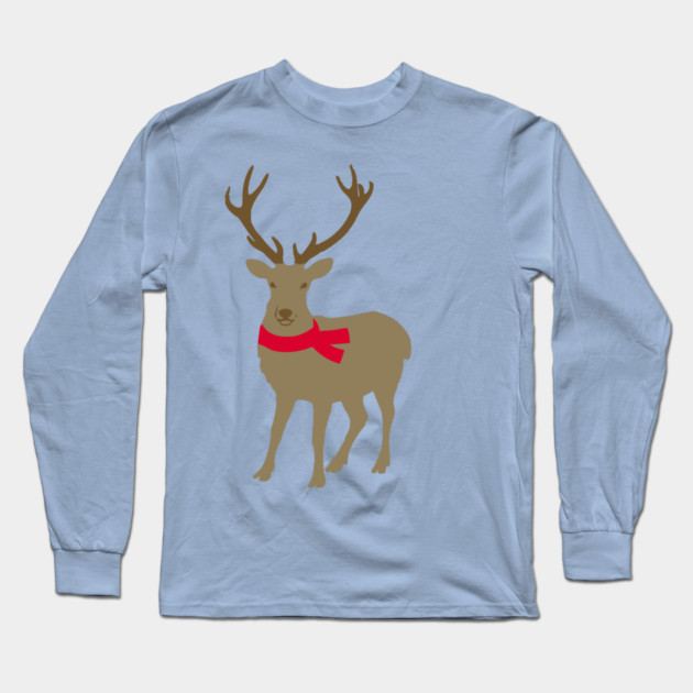 Cozy Winter Reindeer — Minimalist Christmas Deer Long Sleeve T-Shirt by DonWillisJrArt
