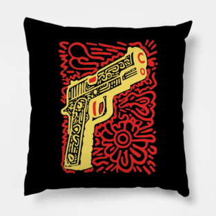 Psychedelic Pop Art Pistol | The Abstract Bang Pillow