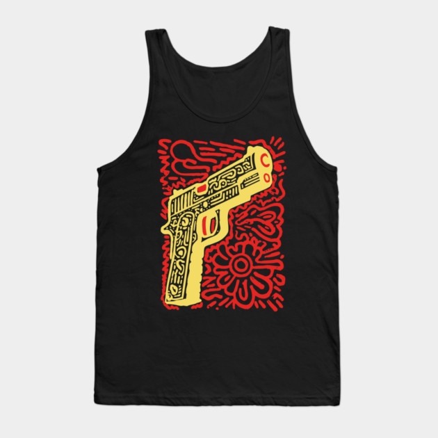Psychedelic Pop Art Pistol | The Abstract Bang Tank Top by TuncGK