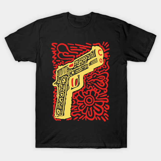 Psychedelic Pop Art Pistol | The Abstract Bang T-Shirt by TuncGK