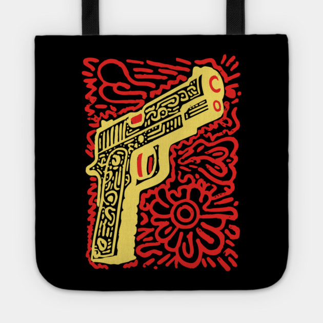 Psychedelic Pop Art Pistol | The Abstract Bang Tote by TuncGK