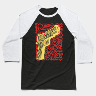 Psychedelic Pop Art Pistol | The Abstract Bang Baseball T-Shirt