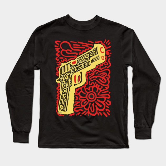 Psychedelic Pop Art Pistol | The Abstract Bang Long Sleeve T-Shirt by TuncGK