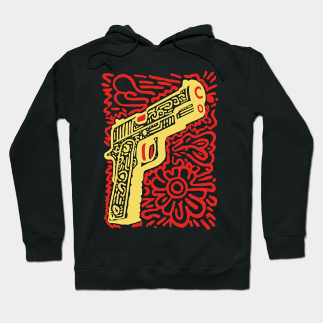 Psychedelic Pop Art Pistol | The Abstract Bang Hoodie by TuncGK