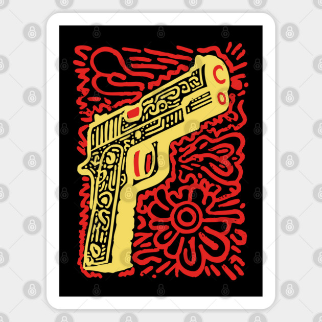 Psychedelic Pop Art Pistol | The Abstract Bang Sticker by TuncGK