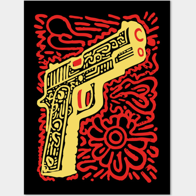 Psychedelic Pop Art Pistol | The Abstract Bang Wall Art by TuncGK