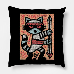 Raccoon Warrior | The Little Bandit Guardian Pillow
