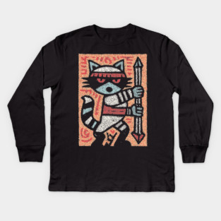 Raccoon Warrior | The Little Bandit Guardian Kids Long Sleeve T-Shirt