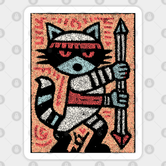 Raccoon Warrior | The Little Bandit Guardian Sticker by TuncGK