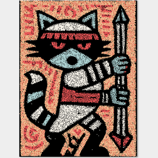 Raccoon Warrior | The Little Bandit Guardian Wall Art by TuncGK
