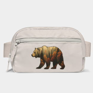 Autumn Grizzly Bear Lovers Nature Double Exposure Silhouette Bag