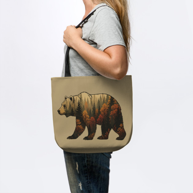 Autumn Grizzly Bear Lovers Nature Double Exposure Silhouette by BirdsnStuff