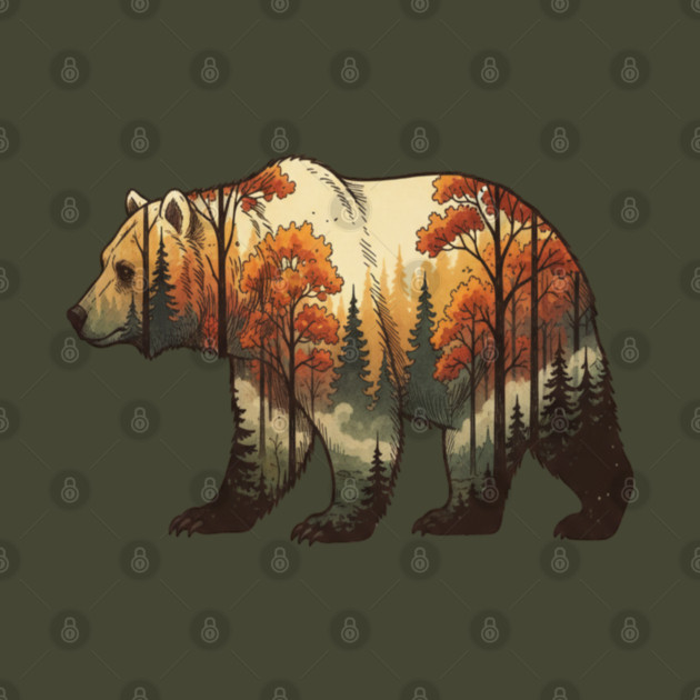 Autumn Grizzly Bear Double Exposure Silhouette Nature by BirdsnStuff