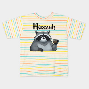 Snarky Sarcastic Raccoon Says "Huzzah" Kids T-Shirt