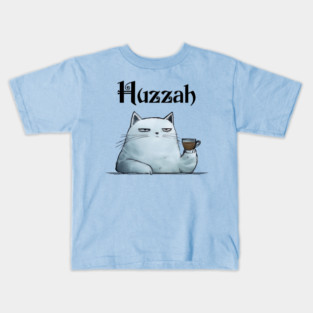 Snarky Sarcastic Cat Says "Huzzah" Sarcasticat Kids T-Shirt