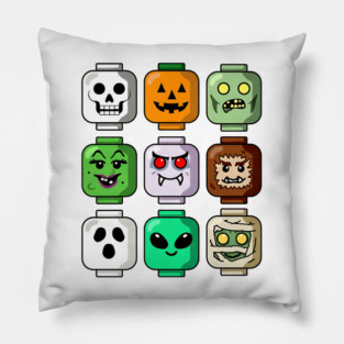 Halloween Building Brick Head Pumpkin Ghost Zombie Pillow