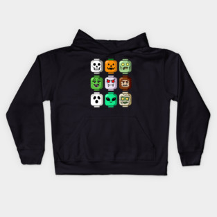 Halloween Building Brick Head Pumpkin Ghost Zombie Kids Hoodie