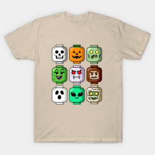 Halloween Building Brick Head Pumpkin Ghost Zombie T-Shirt