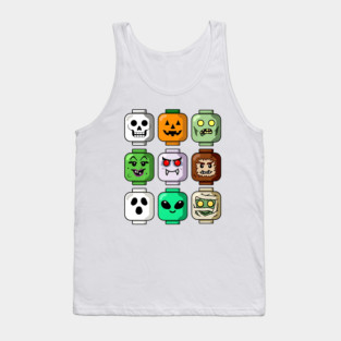 Halloween Building Brick Head Pumpkin Ghost Zombie Tank Top