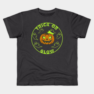 Trick or Glow – Neon Ring Pumpkin & Ghost Circle | horror halloween | retro halloween | Vintage Halloween | Anniversary Gift | Halloween Spirit | Halloween gift Kids T-Shirt