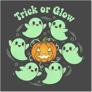 Trick or Glow – Kawaii Ghost Ring with Pumpkin | horror halloween | retro halloween | Vintage Halloween | Anniversary Gift | Halloween Spirit | Halloween gift Posters and Art