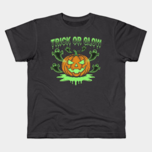 Trick or Glow – Ghost Party Neon Pumpkin | horror halloween | retro halloween | Vintage Halloween | Anniversary Gift | Halloween Spirit | Halloween gift Kids T-Shirt