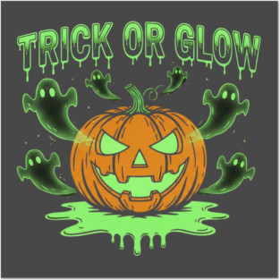 Trick or Glow – Ghost Party Neon Pumpkin | horror halloween | retro halloween | Vintage Halloween | Anniversary Gift | Halloween Spirit | Halloween gift Posters and Art