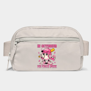 In October We Wear Pink Baseball Drip Boy - Breast Cancer Awareness Ice Cream Lover Bag