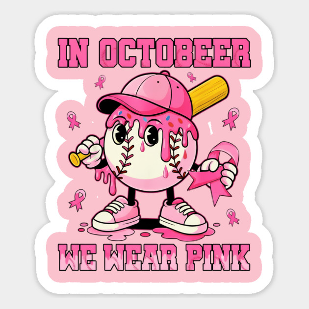 In October We Wear Pink Baseball Drip Boy - Breast Cancer Awareness Ice Cream Lover Magnet by ArtistTee ⭐⭐⭐⭐⭐
