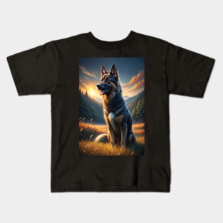 Majestic German Shepherd Sunset Nature Lover's Dog Kids T-Shirt