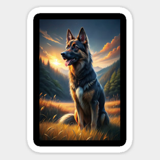 Majestic German Shepherd Sunset Nature Lover's Dog Sticker