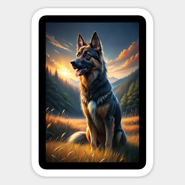 Majestic German Shepherd Sunset Nature Lover's Dog Sticker by IamActiveDog