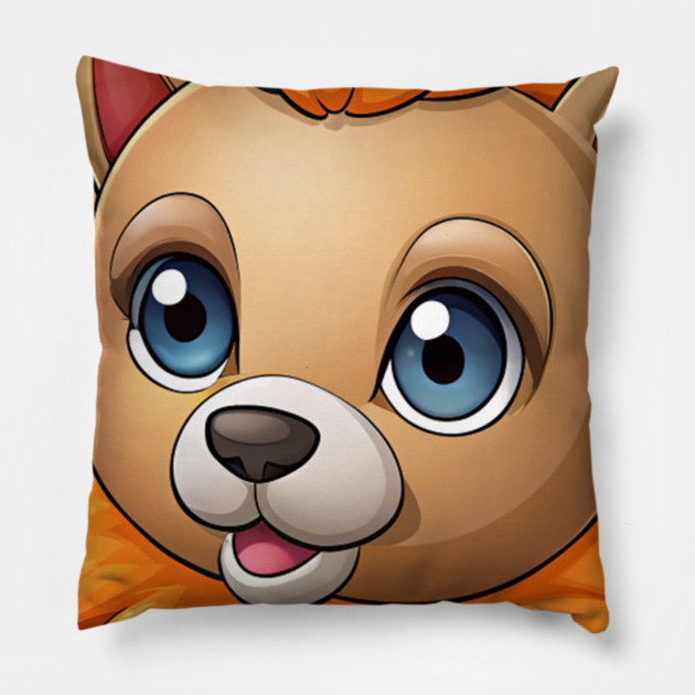 Cute Cartoon Dog - Fluffy Lion Mane Pomeranian Pillow by IamActiveDog
